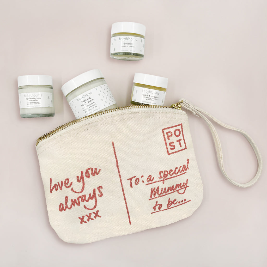 All Natural Skincare Gift Set for Mom - Organic Postcard Canvas Pouch | Perfect for Mother's Day, Birthday & Thank You Presents