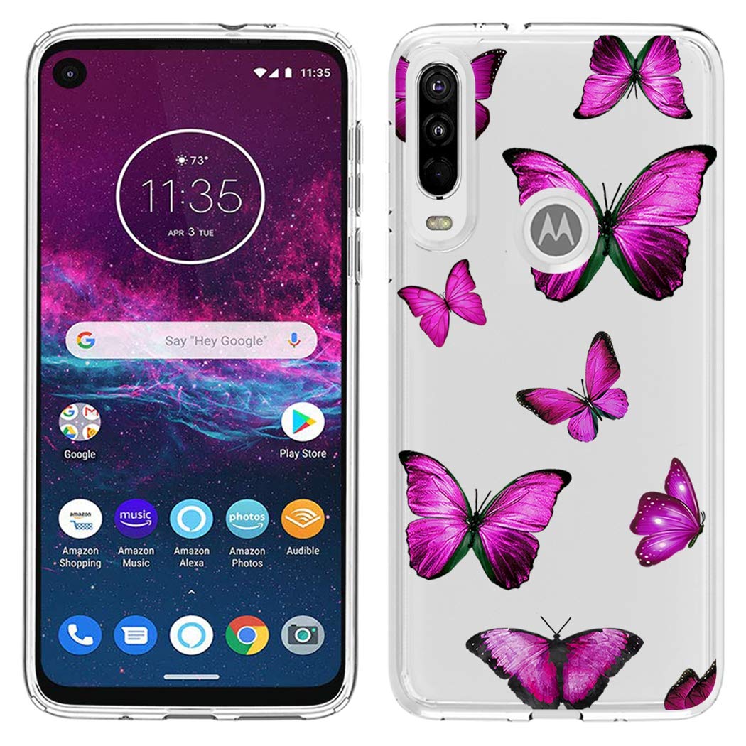 Cute Clear Slim Shockproof TPU Rubber Phone Case for Motorola Moto One Action/P40 Power - Protective Cover with Butterfly Pattern for Women & Girls | Perfect for Everyday Use, Work & Travel