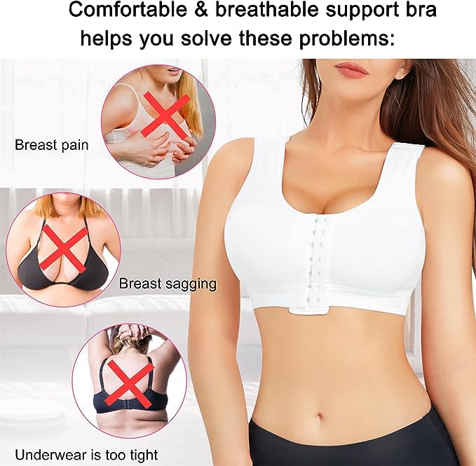 Post-Surgery Front Closure Bra - Wirefree Mastectomy Support for Women - Gym & Daily Wear
