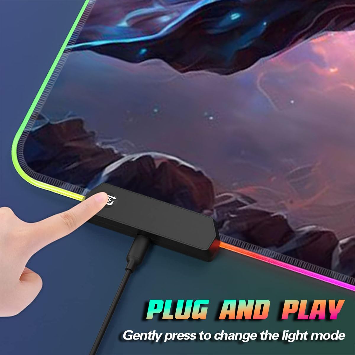 ROG Extended Gaming Mouse Pad with LED - Large Size 60x35x0.3cm Keyboard & Mouse Desk Mat for PC, Sphynx Cat Design, Hand Washable - Perfect for Gaming Setup, Office Work & Computer Accessories
