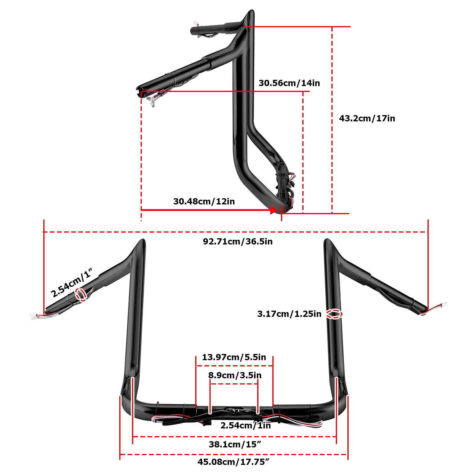 2014-2023 Harley-Davidson Touring Street Glide CVO Electra Glide Motorcycle Handlebar - Gloss Black Pre-Wired Bagger Handlebars for Custom Cruiser & Long-Distance Riding