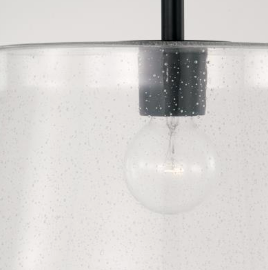 Jackie Matte Black Semi Flush Mount Ceiling Light - Modern Pendant Lighting Fixture for Bedroom, Kitchen, Dining Room & Hallway
