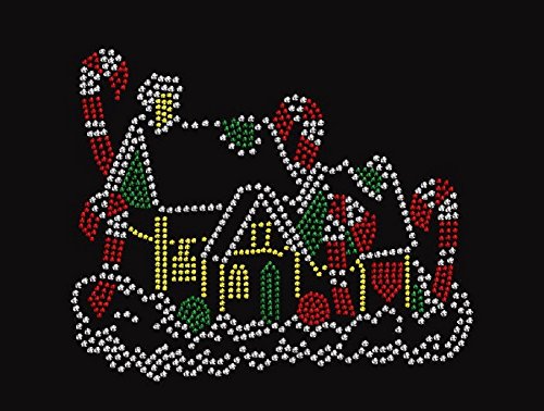 Christmas House Rhinestone Iron-On T-Shirt Transfer - DIY Holiday Apparel Decoration for Parties & Gifts