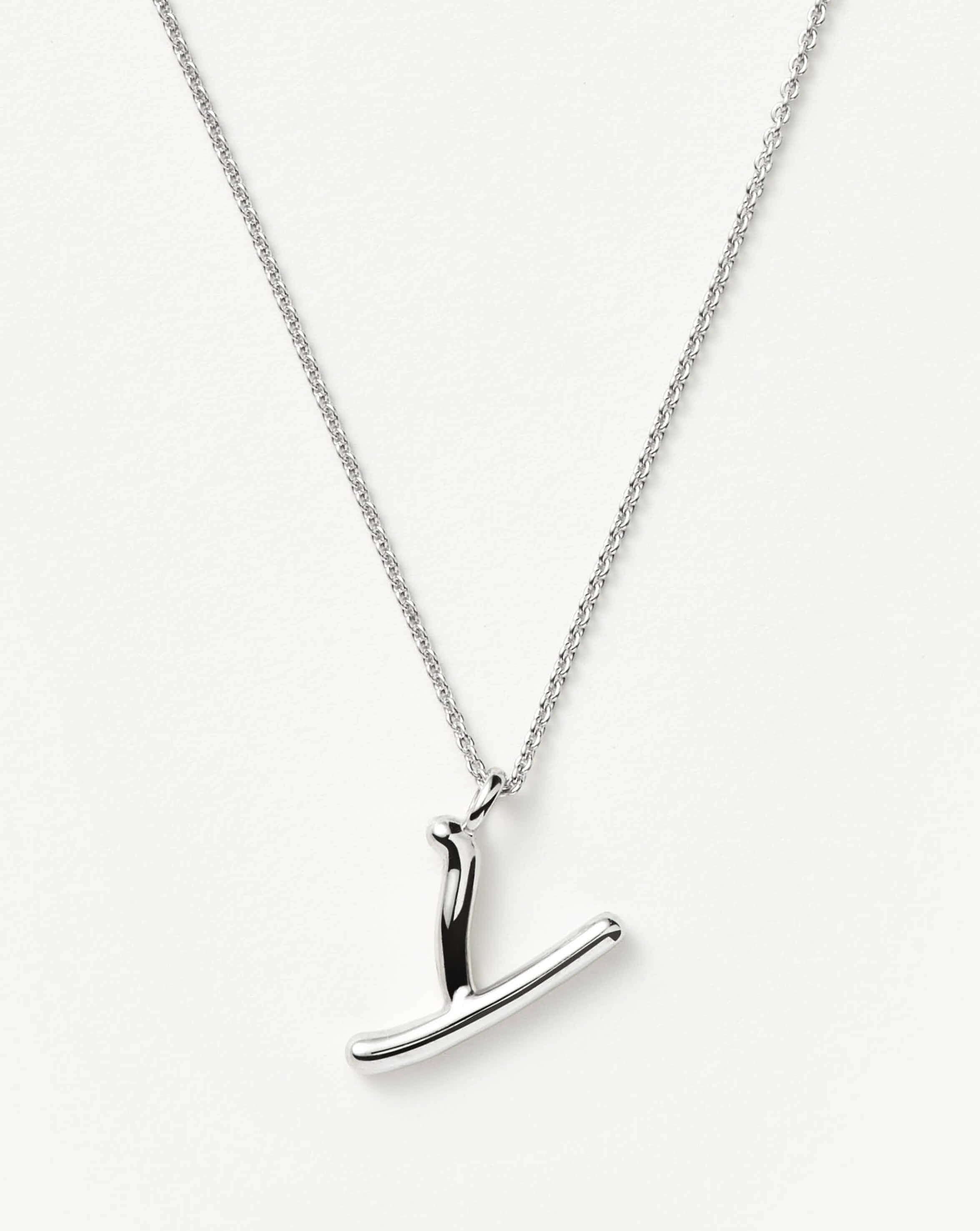 Curly Molten Initial Pendant Necklace - Sterling Silver Personalized Jewelry for Women | Gift for Her, Birthday, Anniversary, Valentine's Day