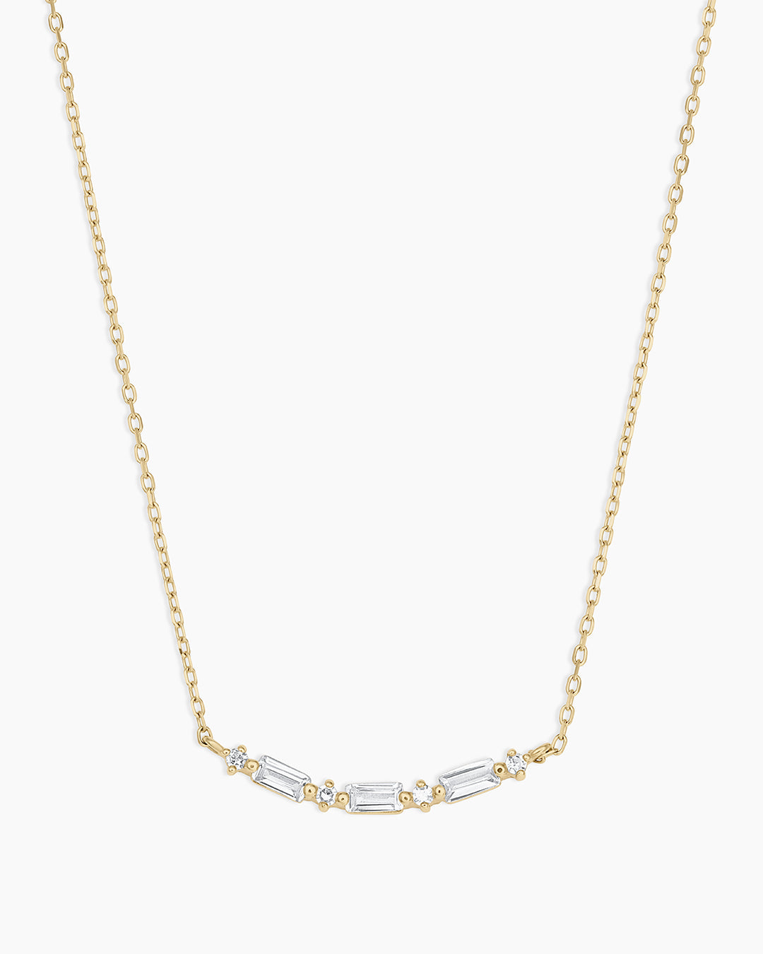 Diamond and White Sapphire Amara Row Necklace - Elegant Women's Jewelry for Wedding, Party & Special Occasions