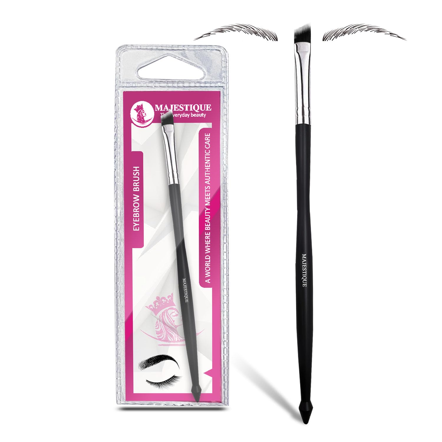 Majestique Professional Eyeshadow Smudge Brush - Short Shader Precision Makeup Brush for Creasing & Cat Eye Makeup | Vegan Cruelty-Free Small Eyeshadow Brush (FC40) | Perfect for Professional Makeup Artists & Beginners