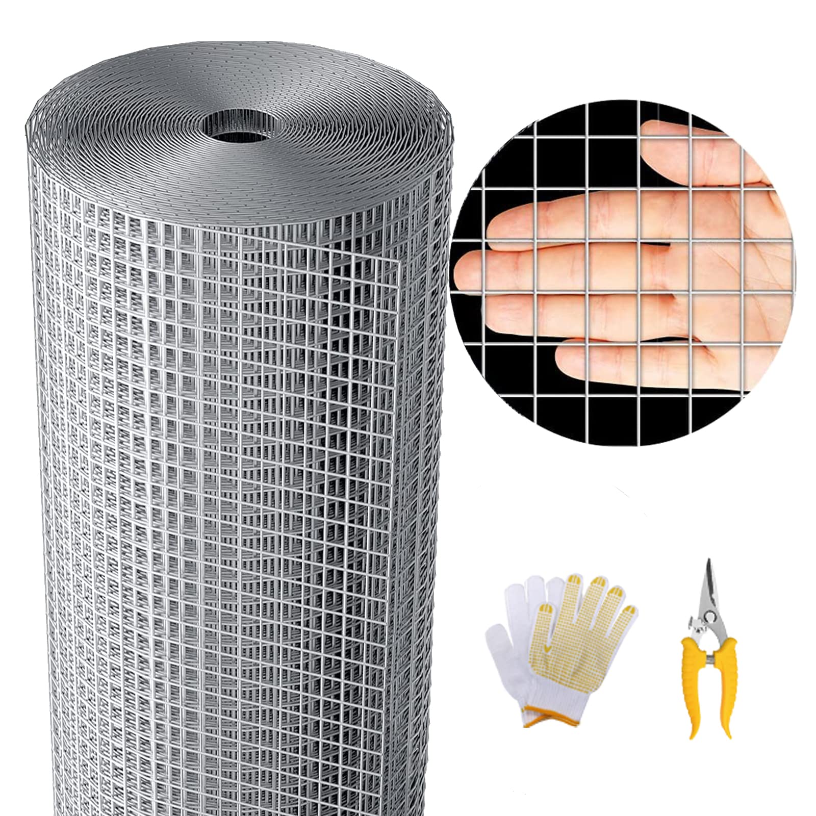 JSFURN 1/2 Inch Galvanized Welded Wire Mesh Roll - 19 Gauge Chicken Wire Fencing (36