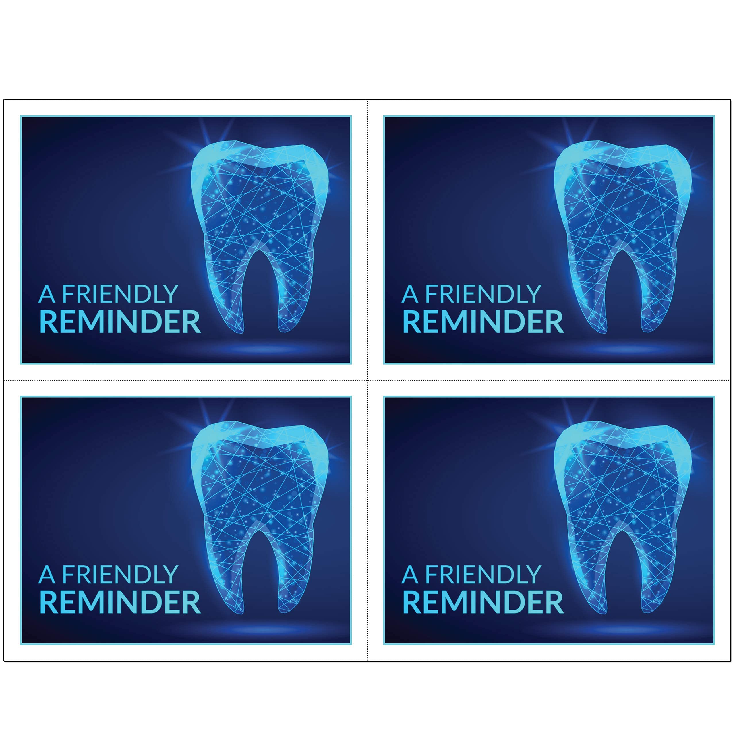 Customizable Dental Laser Appointment Reminder Postcards - 4 Micro Perforated Cards (4.25x5.5