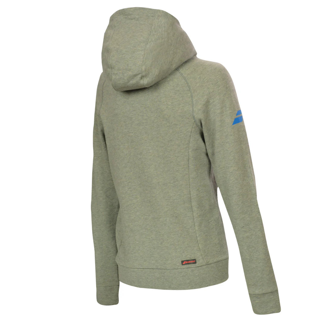 Babolat Girls Core Hooded Sweatshirt - High Rise Heather Grey Cotton Pullover for Tennis & Casual Wear