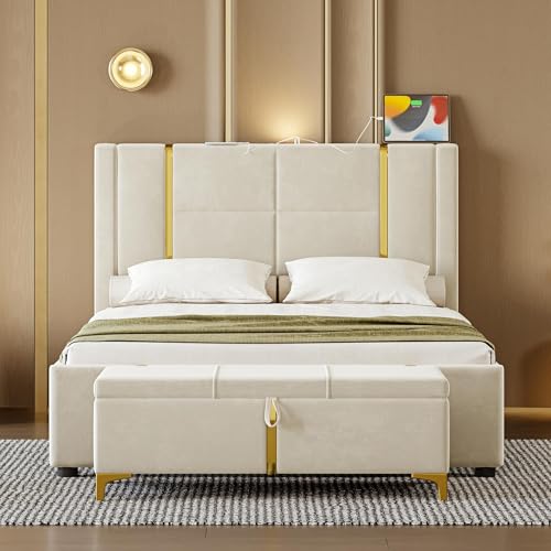 Beige+trundle+ottoman