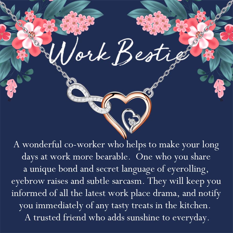 Bestie Gift Necklace - Double Heart Pendant for Coworkers & BFFs - Office & Daily Wear