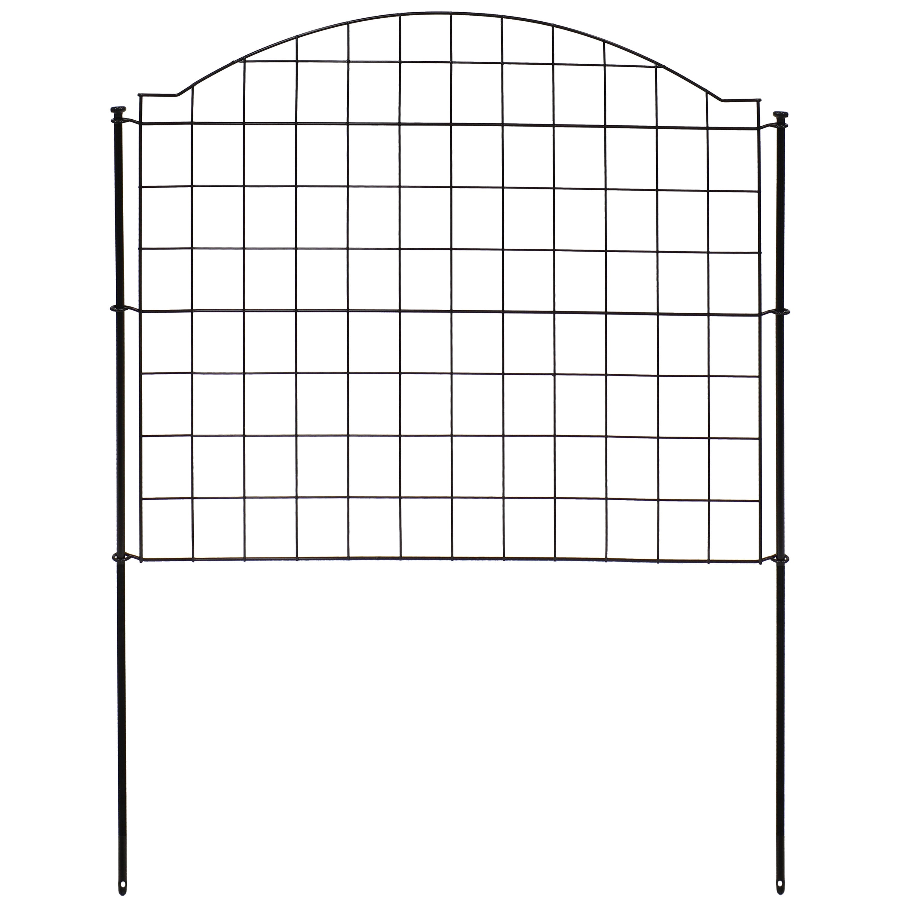 Sunnydaze 5-Piece Arched Grid Steel Decorative Garden Fence Panels - 12.5' Overall Length - Rust-Resistant Outdoor Fencing for Yard, Flower Beds, and Landscape Borders