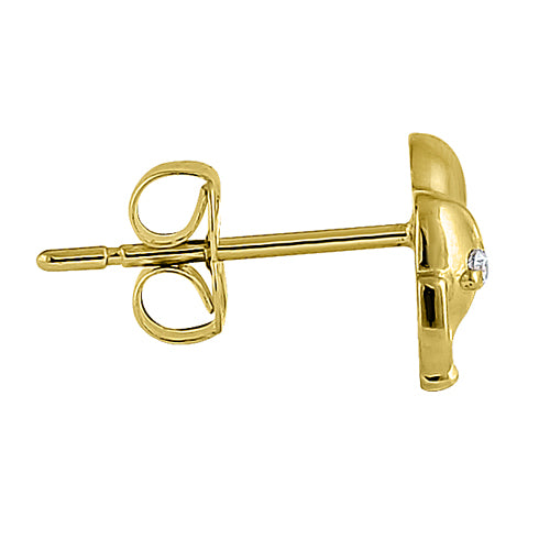 14K Yellow Gold Star Stud Earrings with Clear Round Cubic Zirconia - Perfect for Everyday Wear, Gifts & Special Occasions