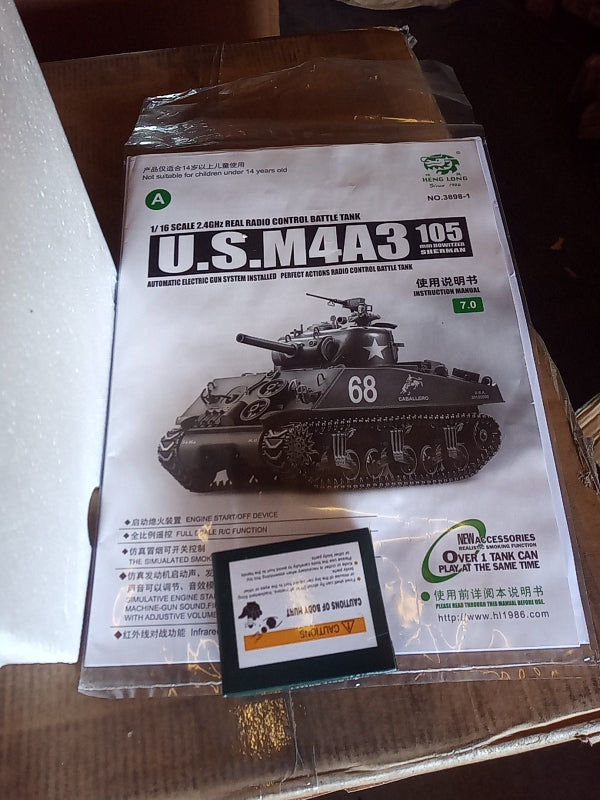1/16 Henglong M4A3 Sherman RC Tank - 7.0 Customized Version with 3898 Barrel Recoil & 360° Metal Rotation | US Stock | Perfect for Military Enthusiasts, Collectors, and RC Hobbyists | Great for Battle Reenactments, Display, and Remote Control Fun