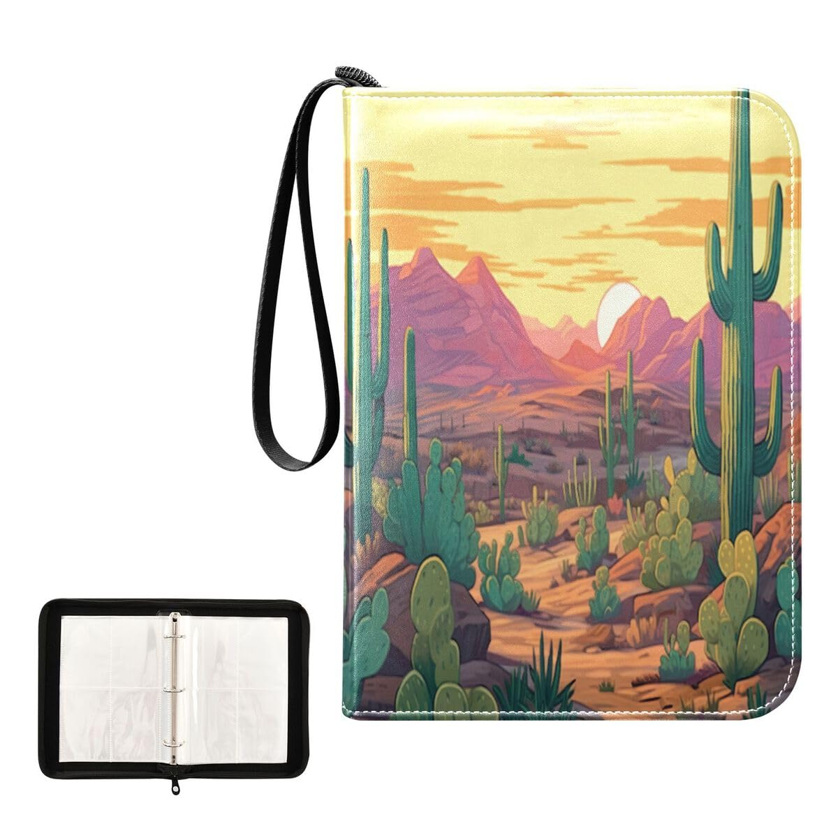 Nander 400-Pocket Desert Cactus Trading Card Binder with Protective Sleeves - Baseball, Football & Game Card Organizer for Sports Collectors | Perfect for Card Storage, Display & Trading Events