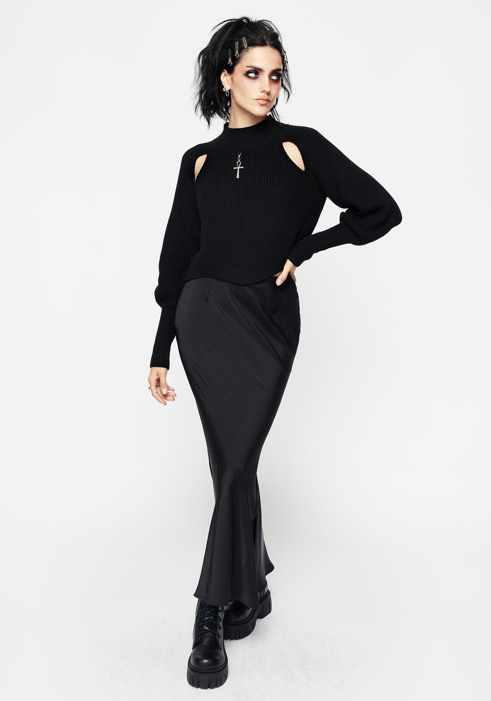 Lorelei Satin Maxi Slip Skirt for Women - Elegant High Waist Long Skirt with Slit | Perfect for Weddings, Parties & Evening Events