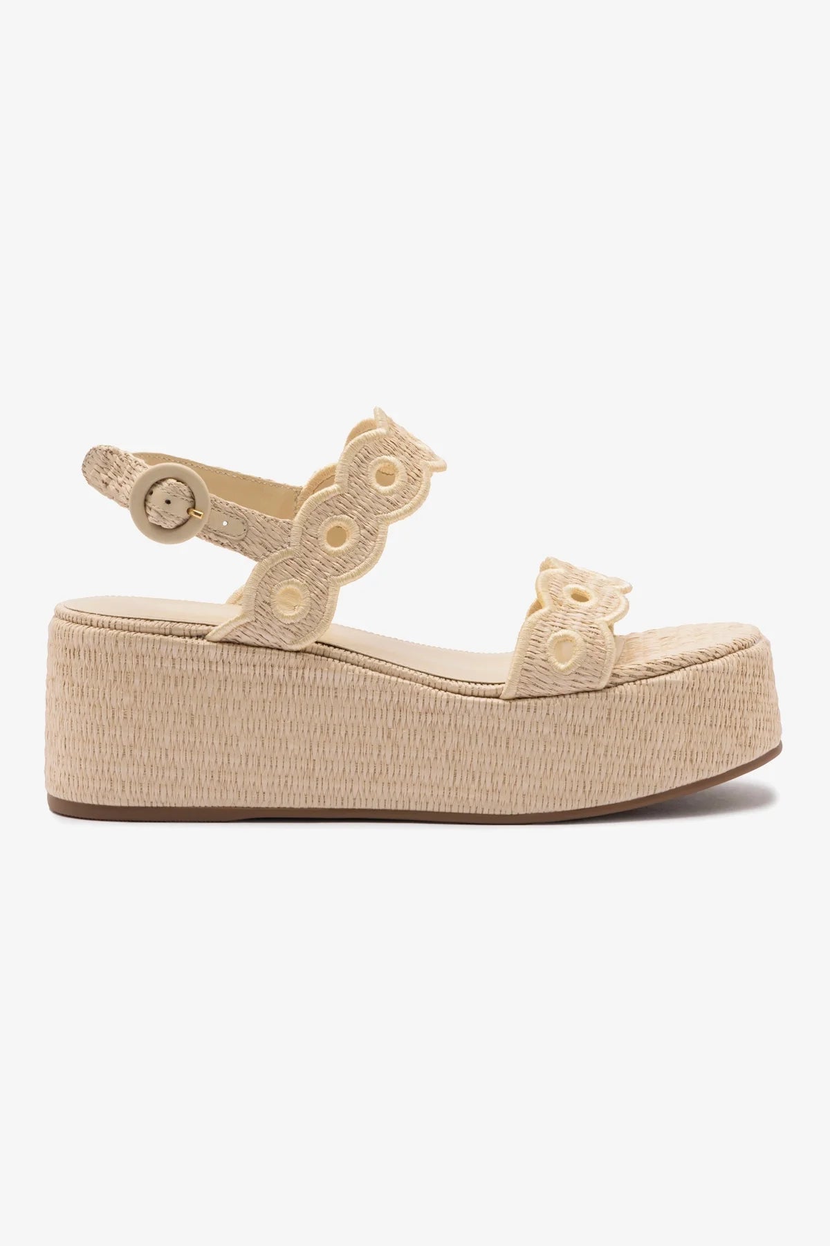 Florence Embroidered Flatform Sandals in Natural Raffia - Perfect for Beach Vacations, Summer Outfits, and Casual Wear