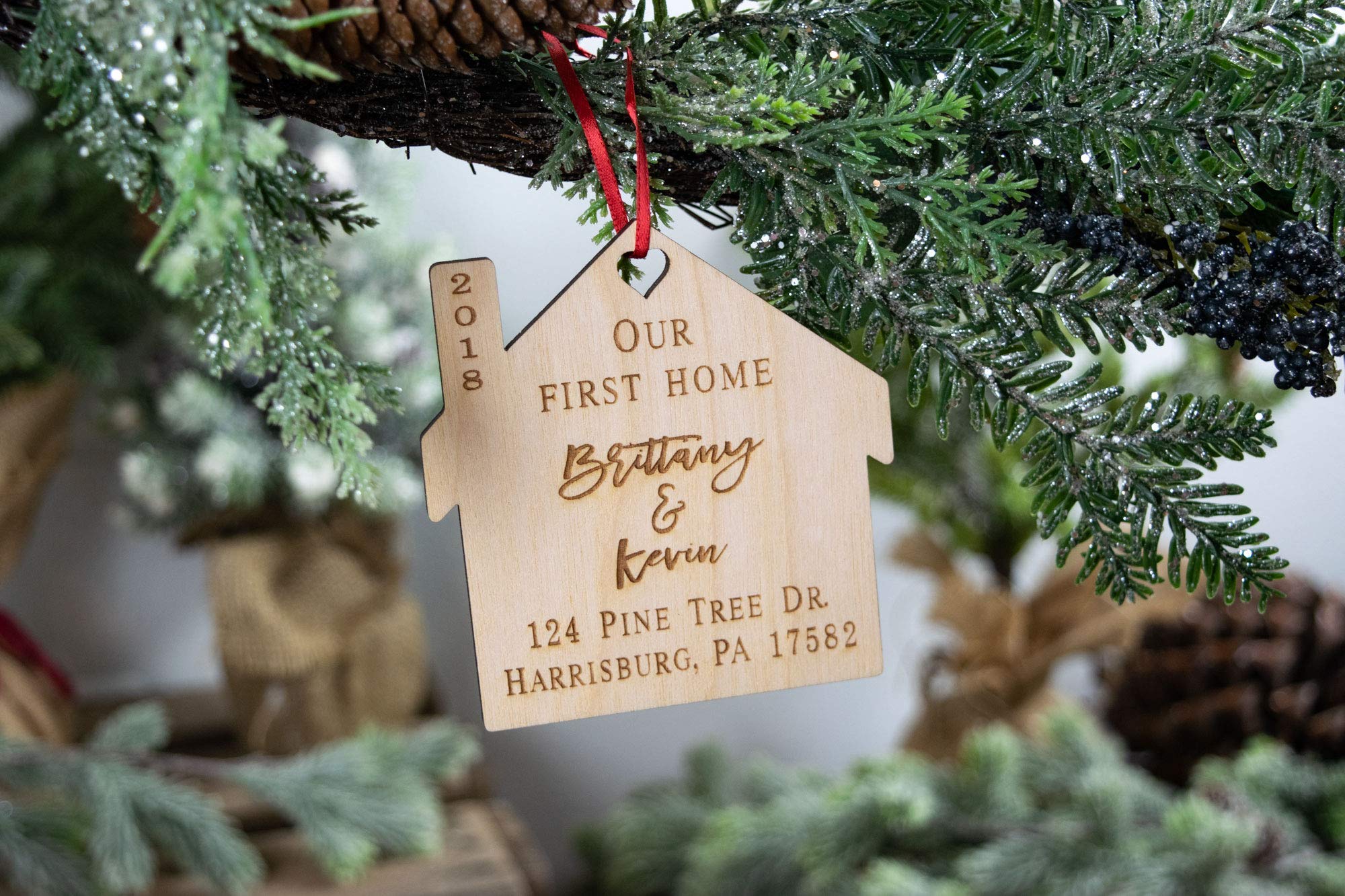 Personalized Our First Home Ornament - New House Gift for 2020, Real Estate Closing Gift, Custom Housewarming Present with Address - Perfect for New Homeowners & Housewarming Parties