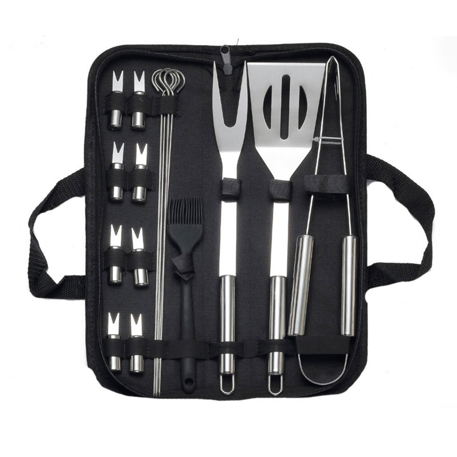 16-Piece Stainless Steel Heavy Duty BBQ Grill Tool Set with Storage Bag - Perfect for Backyard Grilling, Outdoor Camping & Picnics - Ideal Gift for Men & Women