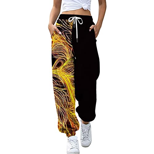 Women's High Waisted Athletic Joggers with Pockets - Comfy Lounge Pants for Workout, Yoga & Casual Wear - Yellow, Size S | Perfect for Gym, Running, Travel & Everyday Comfort