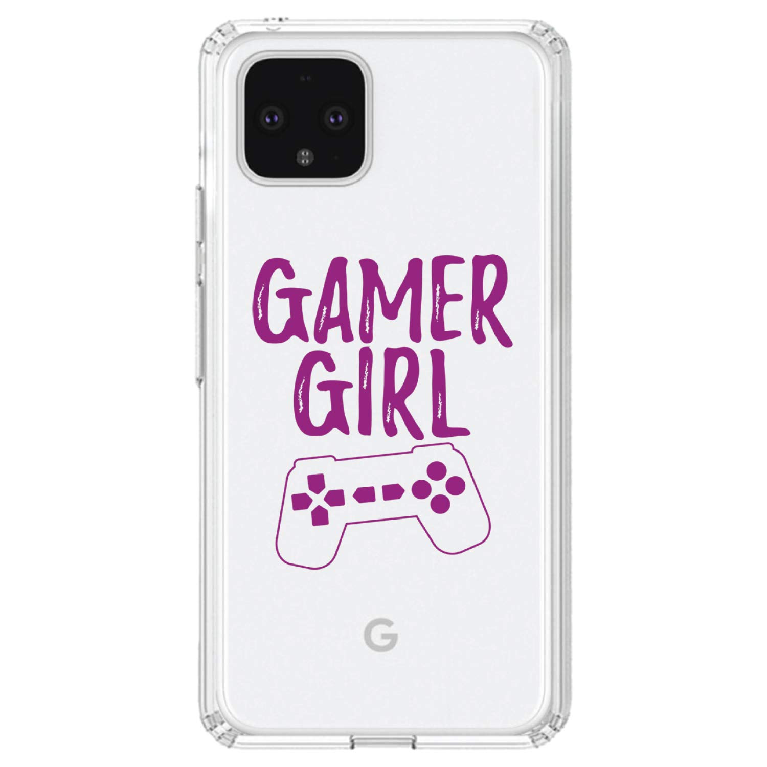 Clear Shockproof Hybrid Case for Google Pixel 4 (5.7 Inch) - TPU Bumper & Acrylic Back with Tempered Glass Screen Protector - Gaming Design - Perfect for Gamers & Video Game Enthusiasts