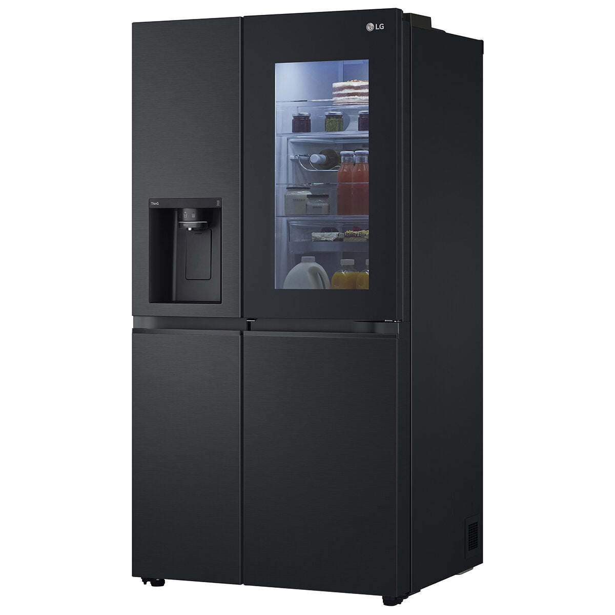 LG 635L 3-Door Side by Side Refrigerator with InstaView™, Ice & Water Dispenser - Matte Black (GS-V600MBLC) - Perfect for Modern Kitchens & Large Families
