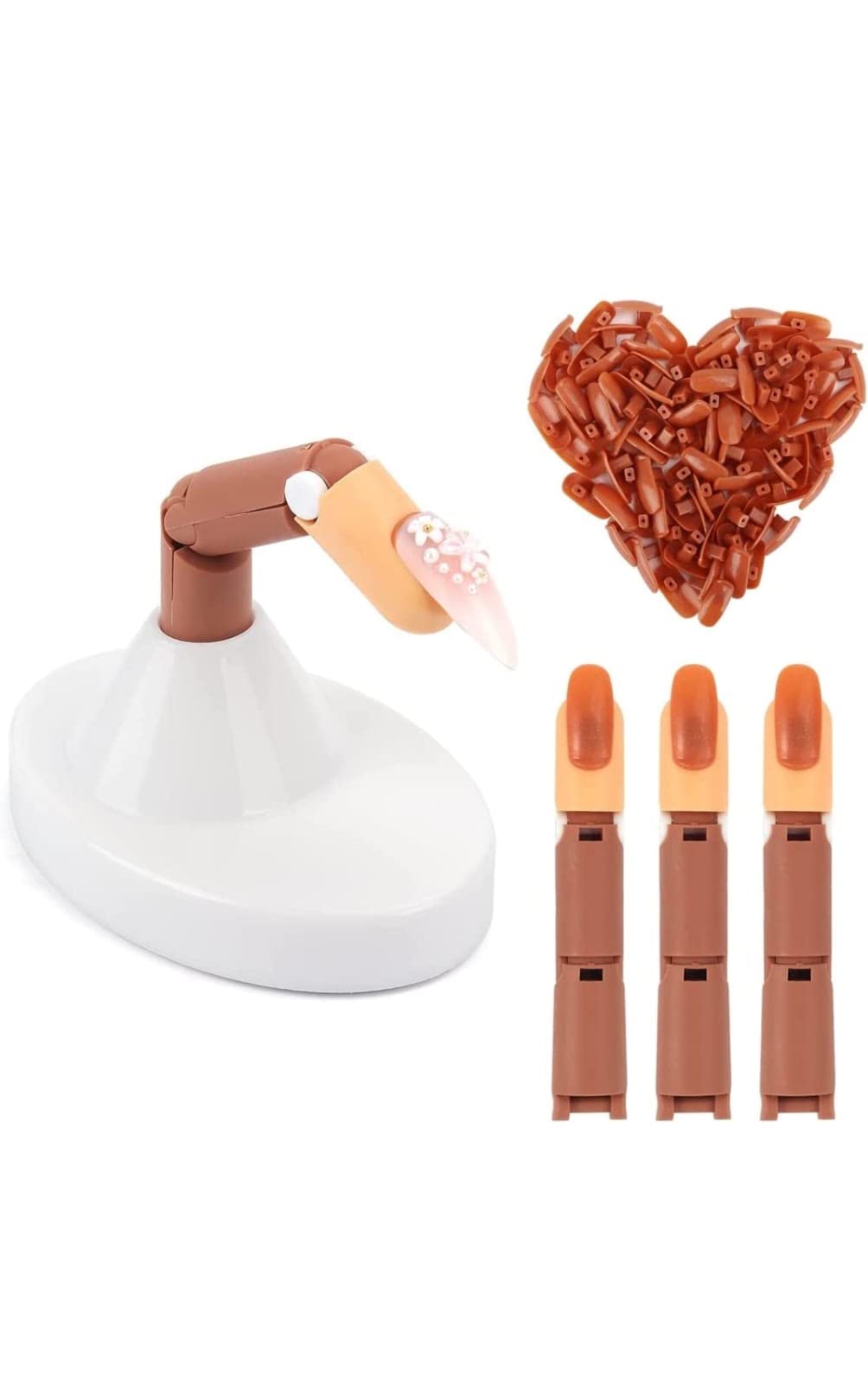 Professional Acrylic Nail Practice Kit - 3 Fake Finger Models with Base & Plastic Nails for Nail Art Training | Perfect for Beginners & Salon Practice at Home