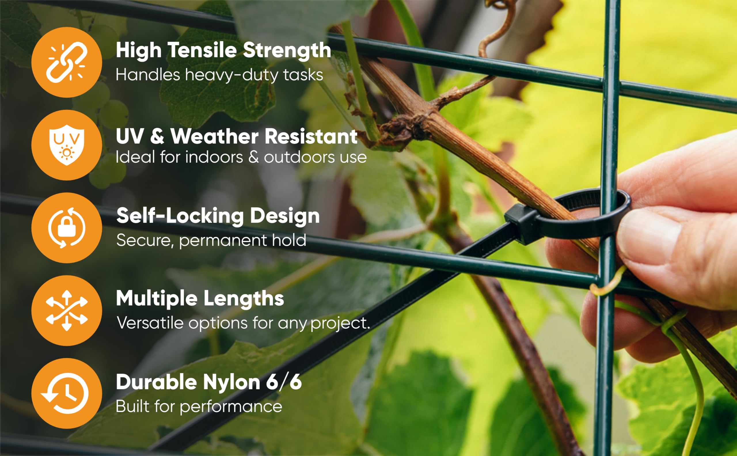 100-Pack 12-Inch Heavy Duty Black Zip Ties - 50lbs Tensile Strength, UV Resistant Cable Ties with Resealable Storage Bag for Indoor & Outdoor Use - Perfect for Organizing Cables, Securing Plants, and DIY Projects - by Nirah