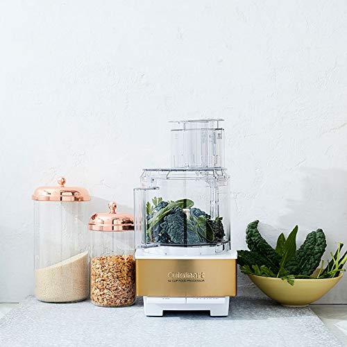 Cuisinart 14-Cup Food Processor - Powerful Vegetable Chopper for Mincing, Dicing, Shredding & Dough Kneading - Stainless Steel (White/Gold) - Perfect for Meal Prep, Baking & Large Batch Cooking - DFP-14WGY