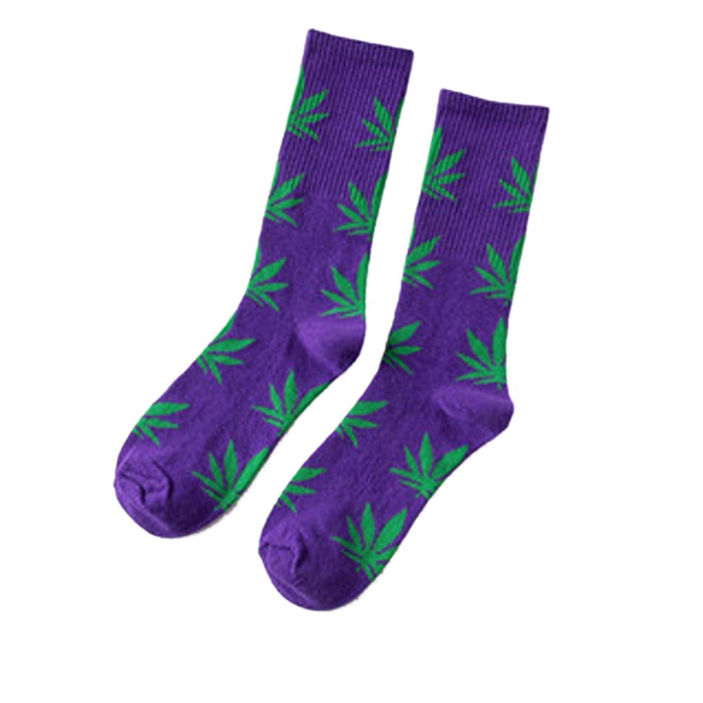 ASWER Men's 6-Pack Maple Leaf Print Cotton Athletic Crew Socks - Breathable Comfort for Running, Hiking & Casual Wear