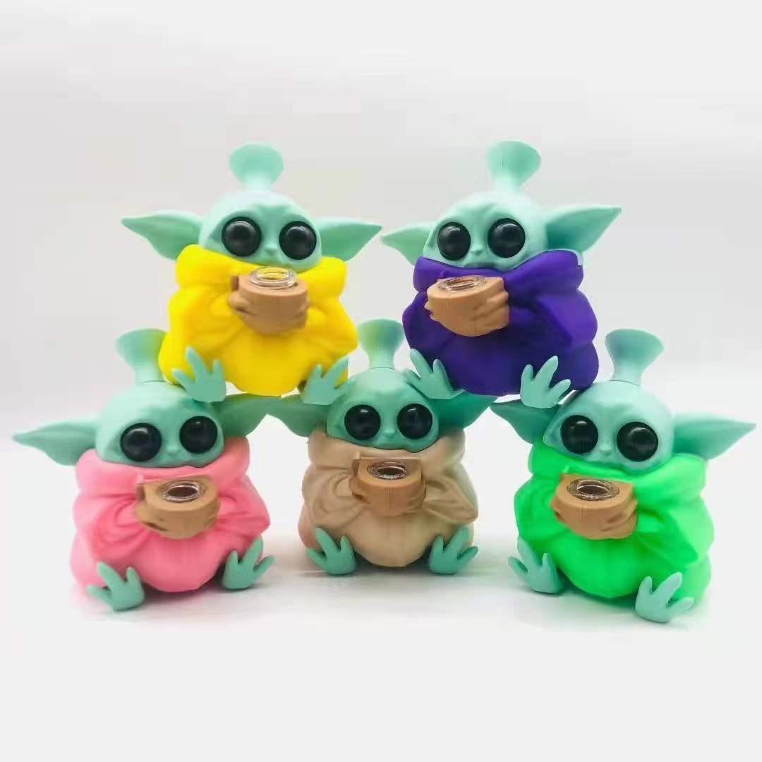 Premium Silicone Yoda Smoking Pipe - Cute Alien Design Hand Pipe for Tobacco & Herbs | Portable, Durable & Easy to Clean | Perfect for Home Use, Travel & Gifts