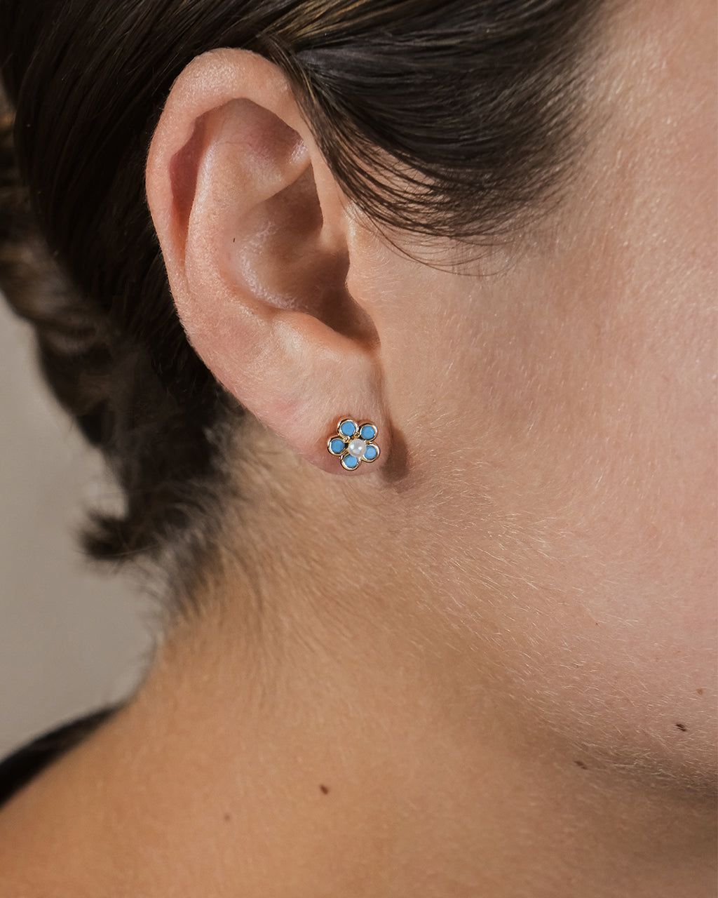 Lilo Turquoise & Pearl Flower Stud Earrings for Women – Dainty Bohemian Jewelry Gift for Birthday, Wedding, Party | Handmade Floral Earrings for Everyday Wear & Special Occasions
