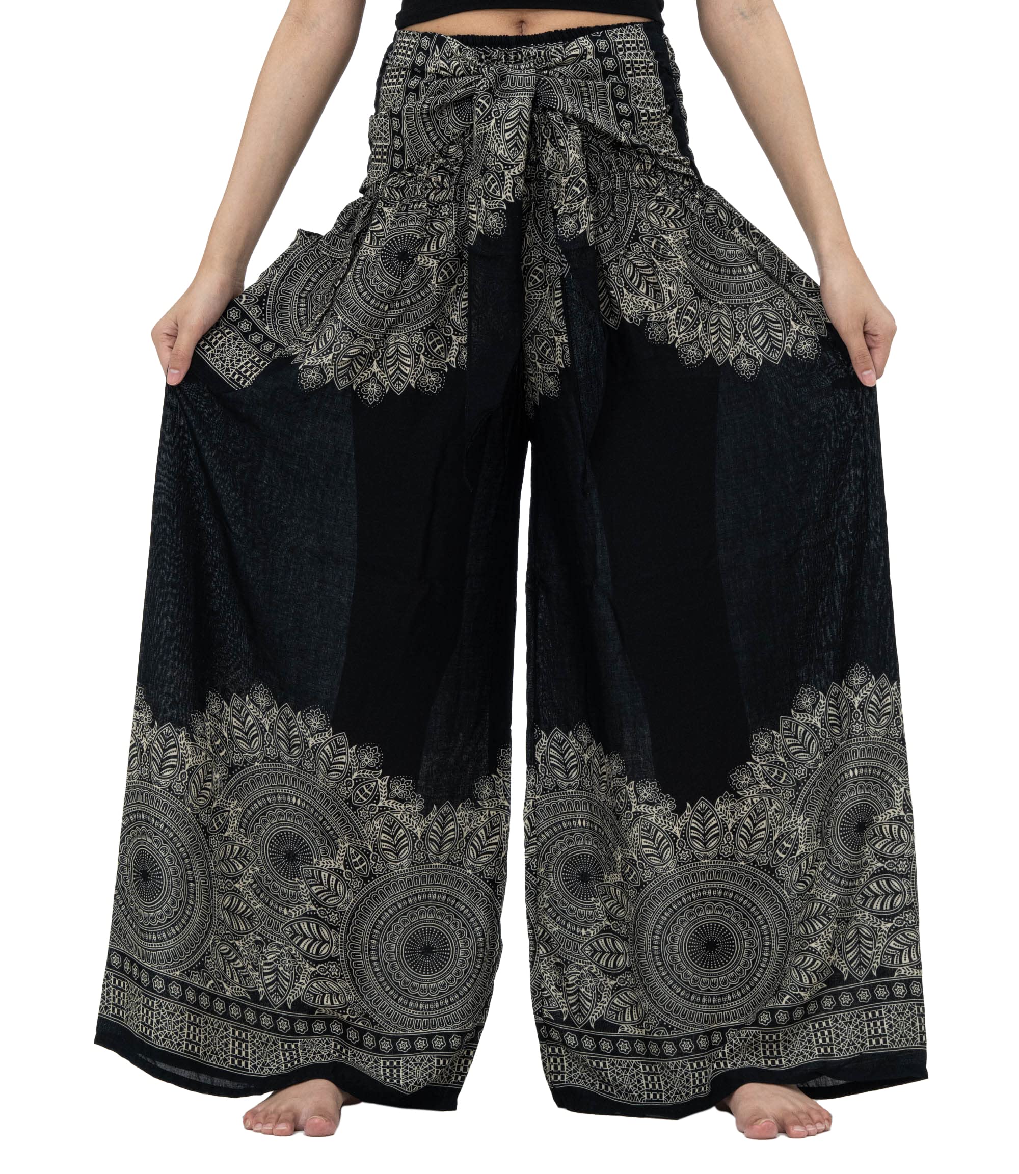 B BANGKOK PANTS Women's Boho Palazzo Pants - Flowy Yoga Wide Leg Pants for Women - Comfortable Lounge Pants for Yoga, Meditation, Beach & Casual Wear