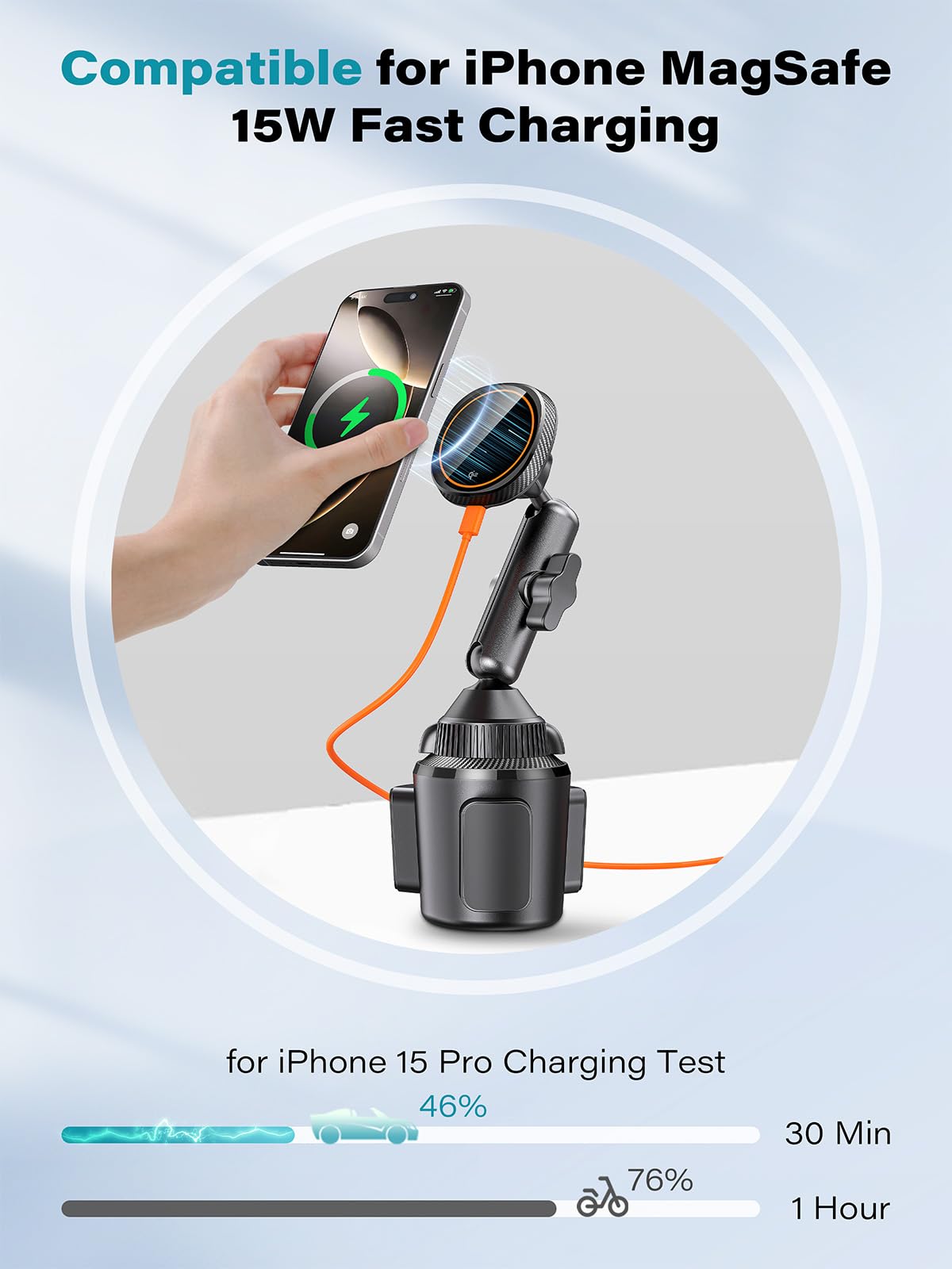 Qi2 15W MagSafe Car Mount Wireless Charger with Heat Dissipation - Fast Magnetic Phone Holder for iPhone 16/15/14/13/12 - Includes PD Adapter - Perfect for Commuting, Road Trips & Hands-Free Charging