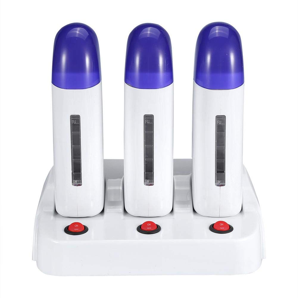 3 Station Roller Wax Warmer for Professional Hair Removal - Waxing Roller Heater with Cartridges for Smooth Skin - At-Home & Salon Body Waxing Machine (#6) - Perfect for Legs, Arms, Bikini & Facial Hair Removal