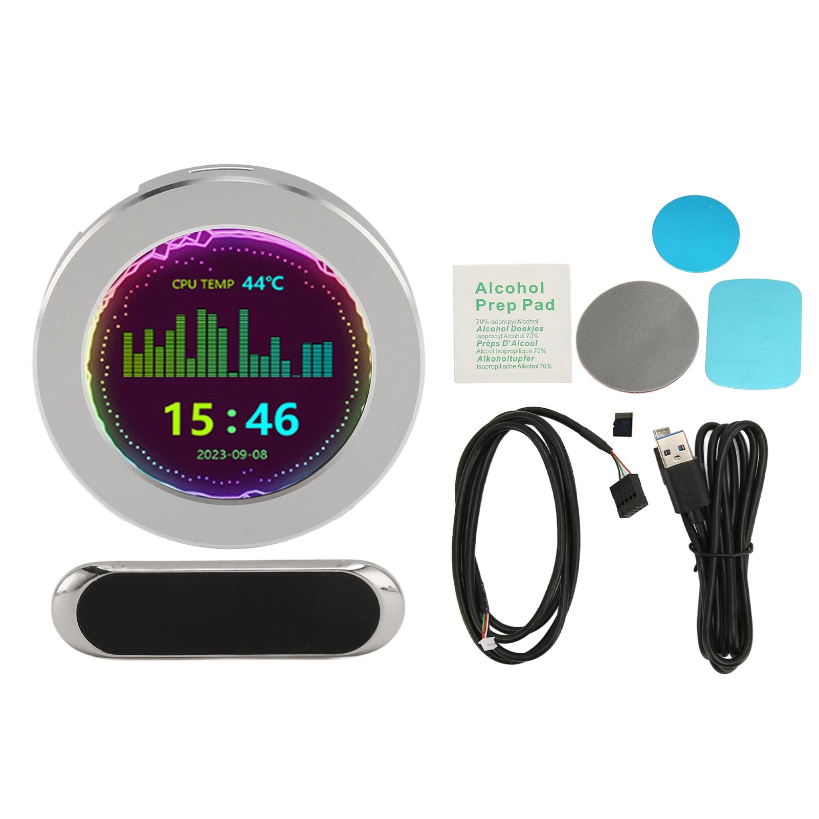 2.1 Inch LCD PC CPU Temperature Monitor - Easy to Use Desktop Computer Hardware Sensor (Silver) | Perfect for Gaming Rigs, Workstations & Home Office Setups