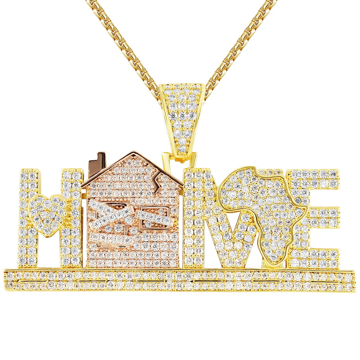Men's Silver Home Trap African Map Custom Pendant Chain - Unique Hip Hop Jewelry for Men, Perfect for Streetwear Fashion & Gift Giving