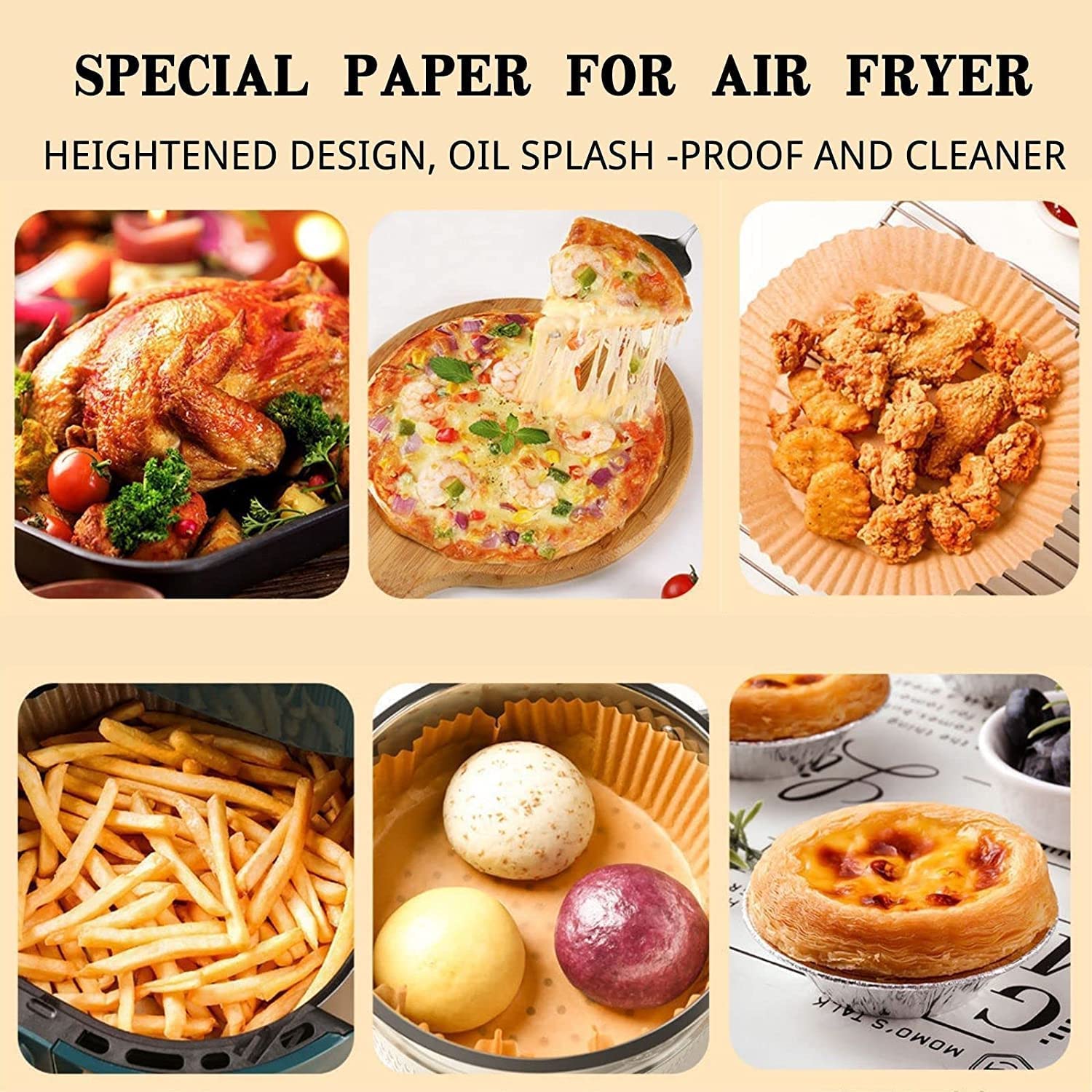 7.9 Inch Round Air Fryer Liners - 100Pcs Non-Stick Disposable Parchment Paper for Baking, Roasting & Microwaving | Oil Resistant & Waterproof Air Fryer Accessories | Perfect for Philips, Ninja, Cosori & More Air Fryers | Quick Cleanup for Healthy Cooking