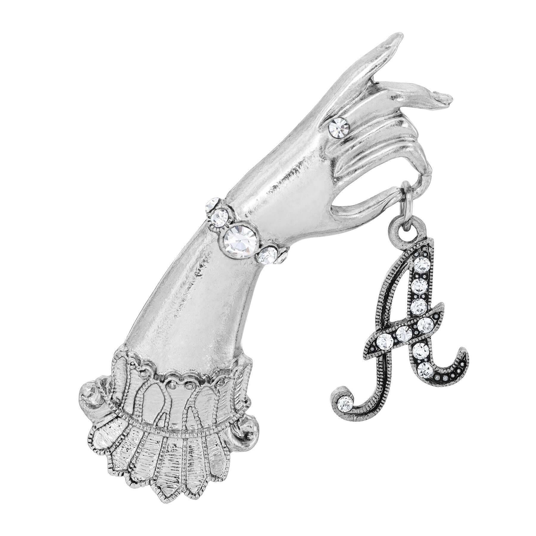 1928 Victorian Style Crystal Initial Pin - Elegant Belle Epoch Jewelry for Women - Perfect for Weddings, Parties & Vintage Fashion Accessories