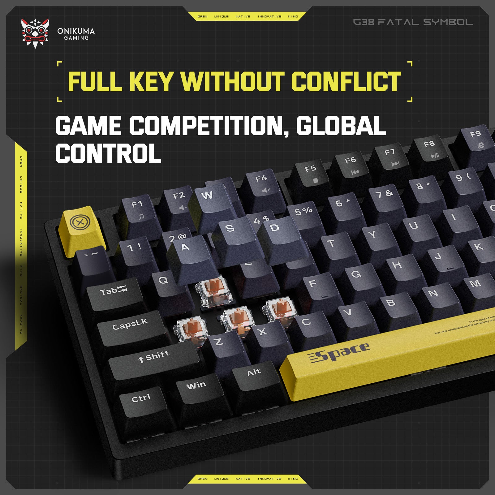 ONIKUMA G38 RGB Wired Mechanical Gaming Keyboard - 98 Keys with Customizable Backlight for PC & Laptop - Perfect for Esports, Typing & Office Work