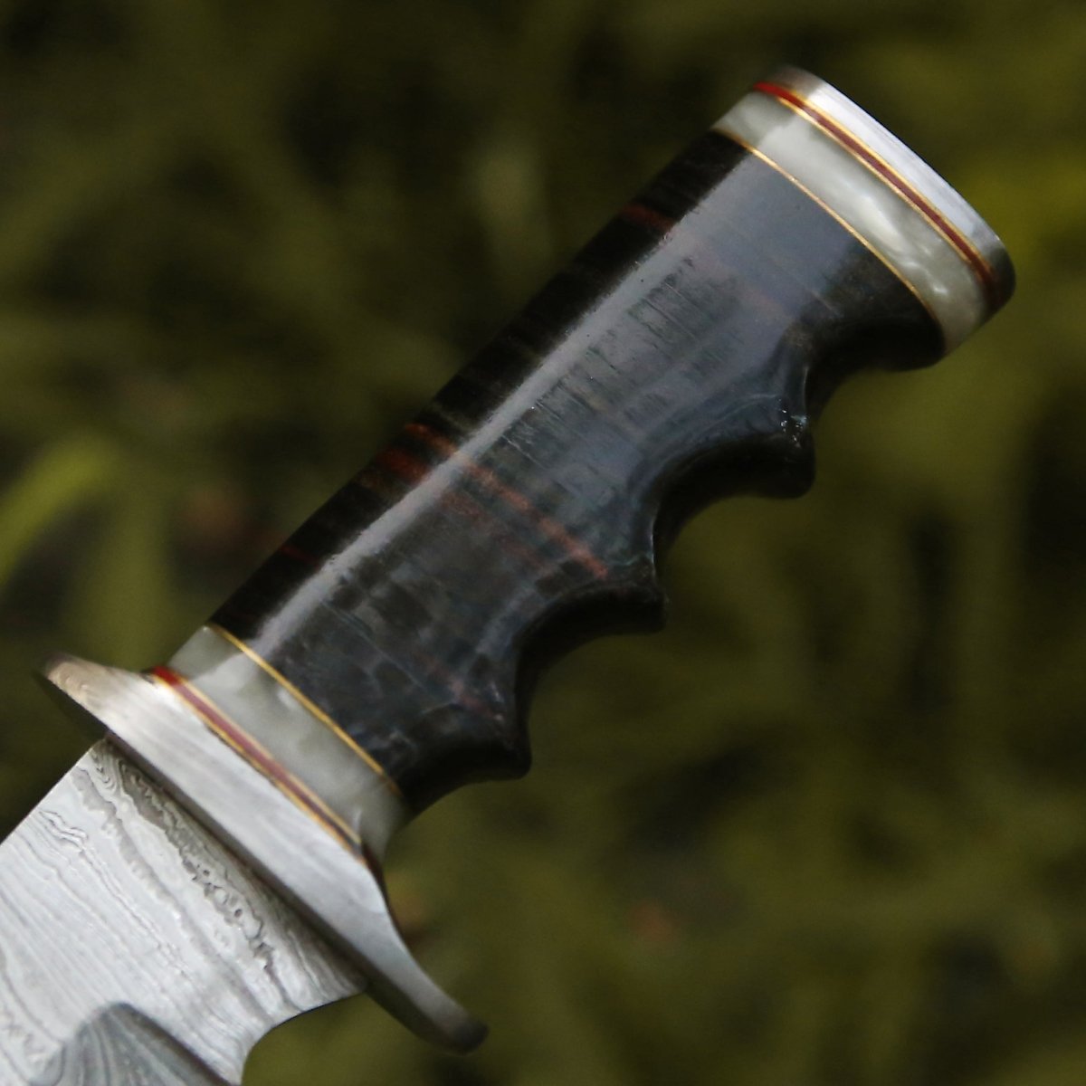 Soul Sniper Bowie Knife with Mother of Pearl & Stacked Leather Handle - Premium Hunting Knife for Outdoor Survival, Camping, and Bushcraft