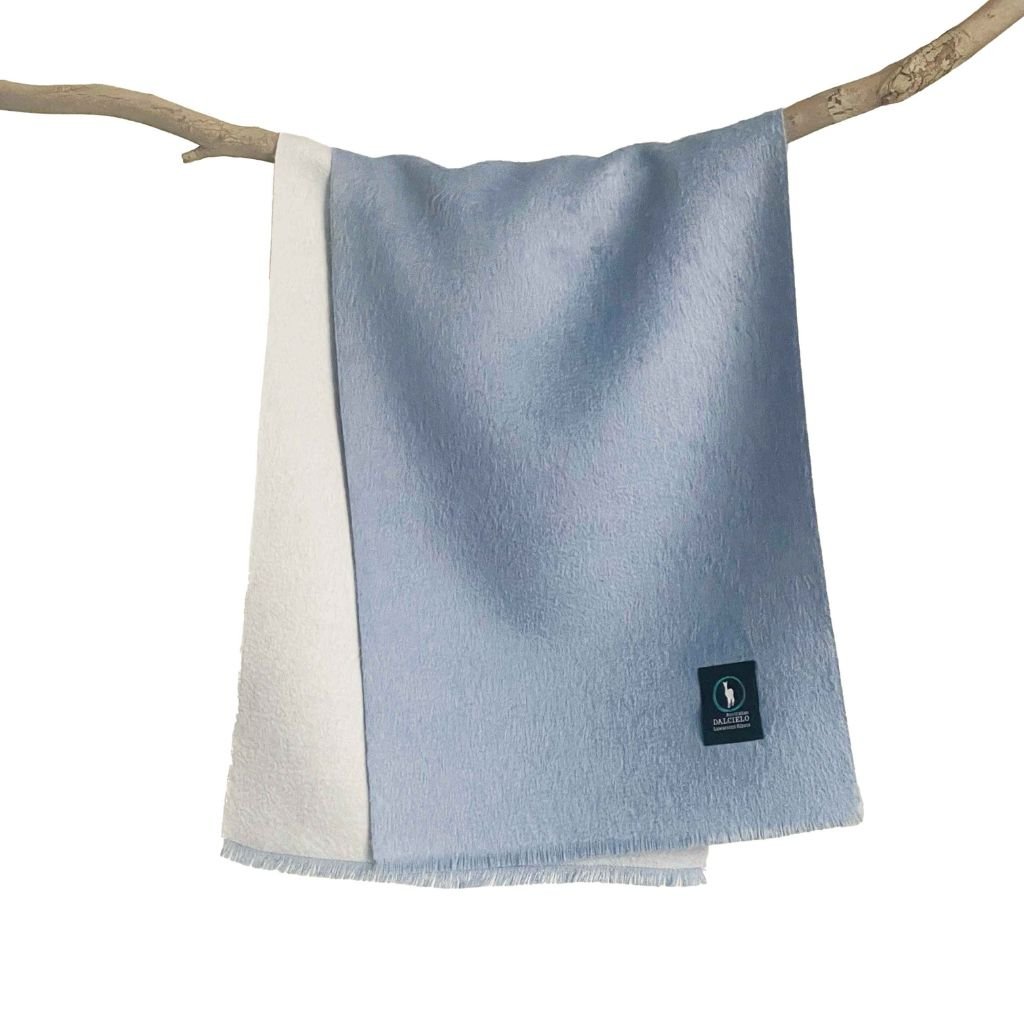 Soft & Warm DALCIELO Baby Alpaca Scarf - Light Blue - Premium Alpaca Wool Winter Accessory for Women & Men - Perfect for Cold Weather, Travel & Outdoor Activities