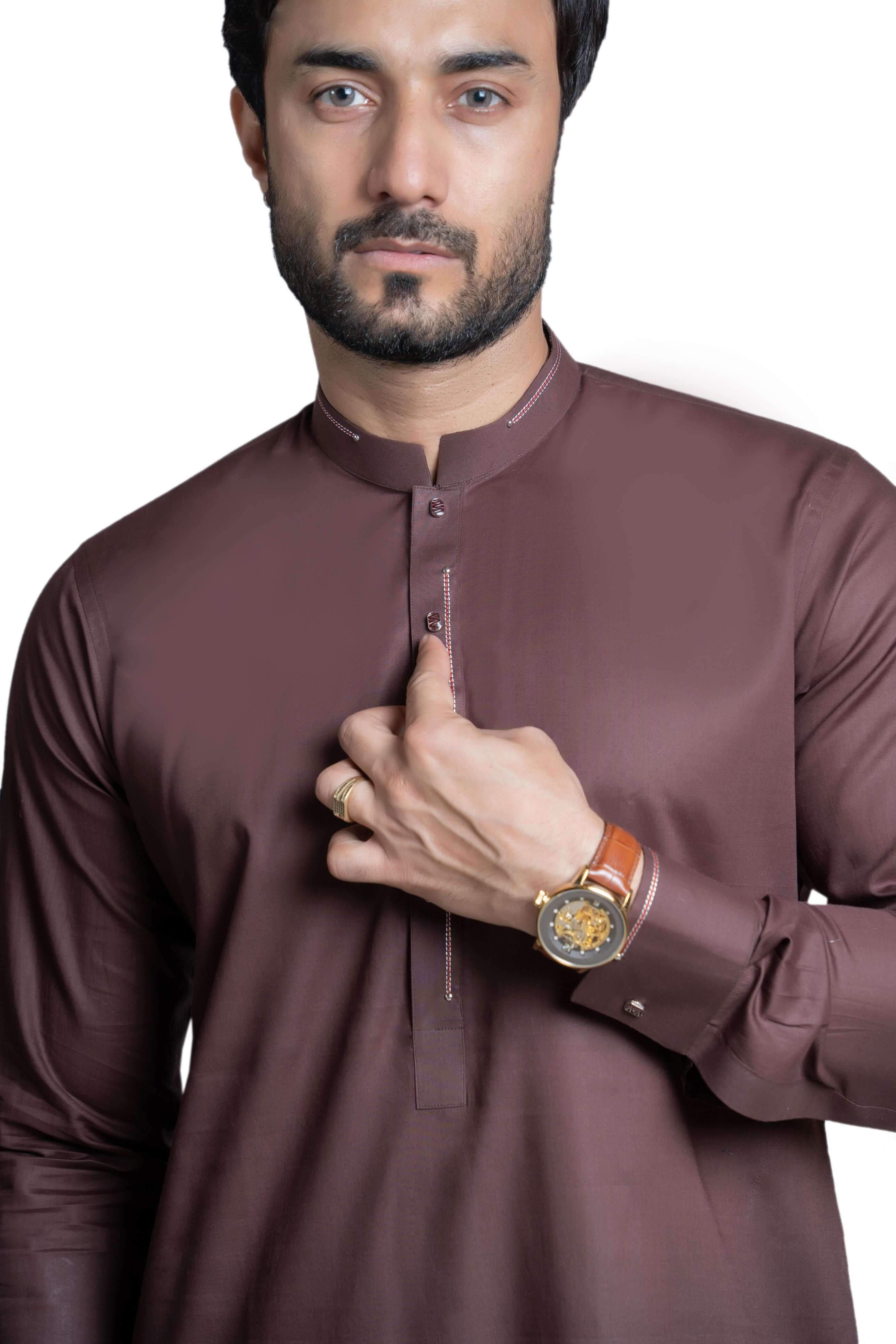 Premium Viscose Cotton Dark Brown Kurta & Pants Set for Men - Comfortable Traditional Indian Outfit for Festivals, Weddings & Casual Wear