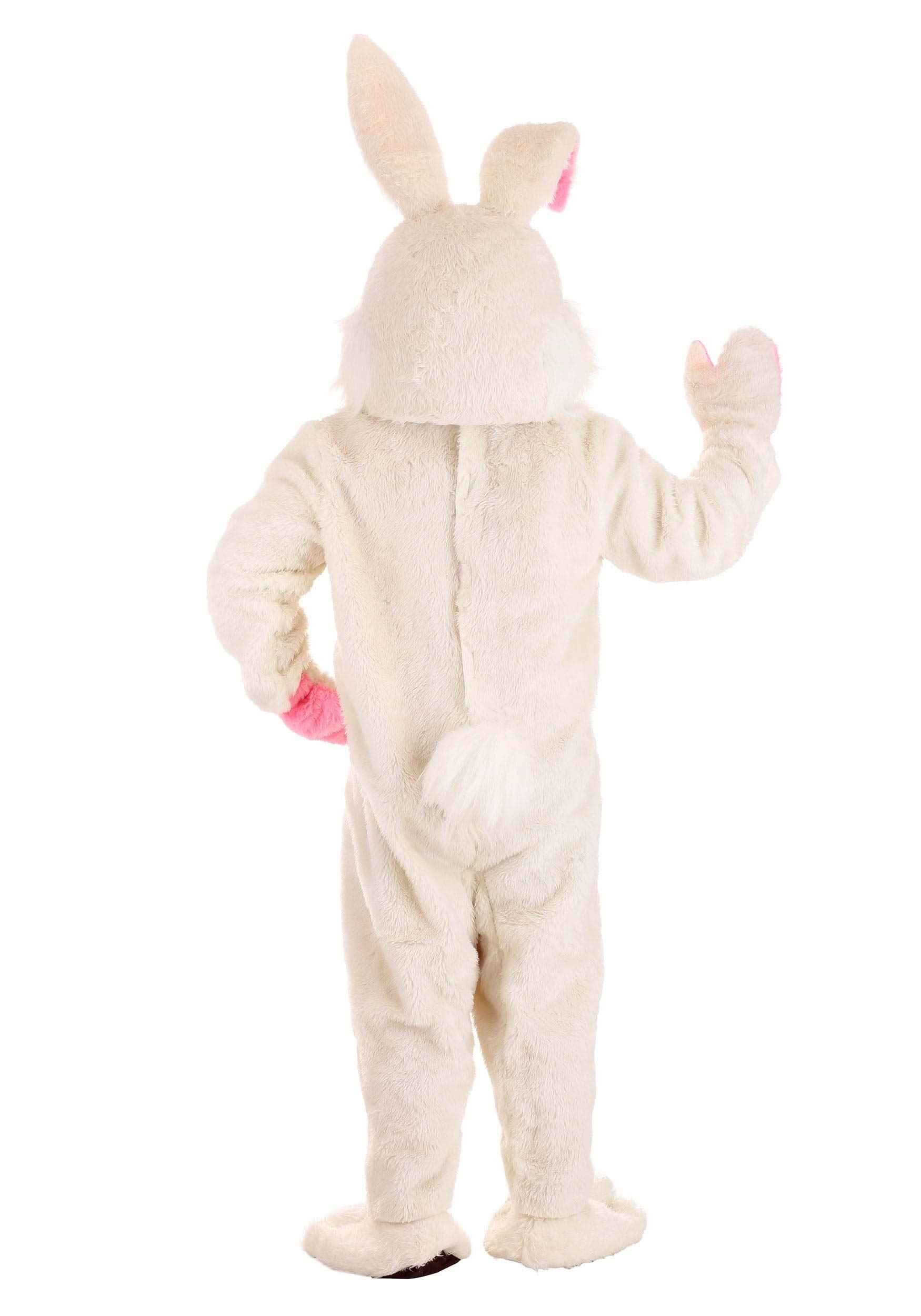 Adult Easter Bunny Costume - Plush White Rabbit Suit with Fluffy Tail, Gloves & Full Head Mask for Easter Party, Halloween Cosplay & Holiday Celebrations