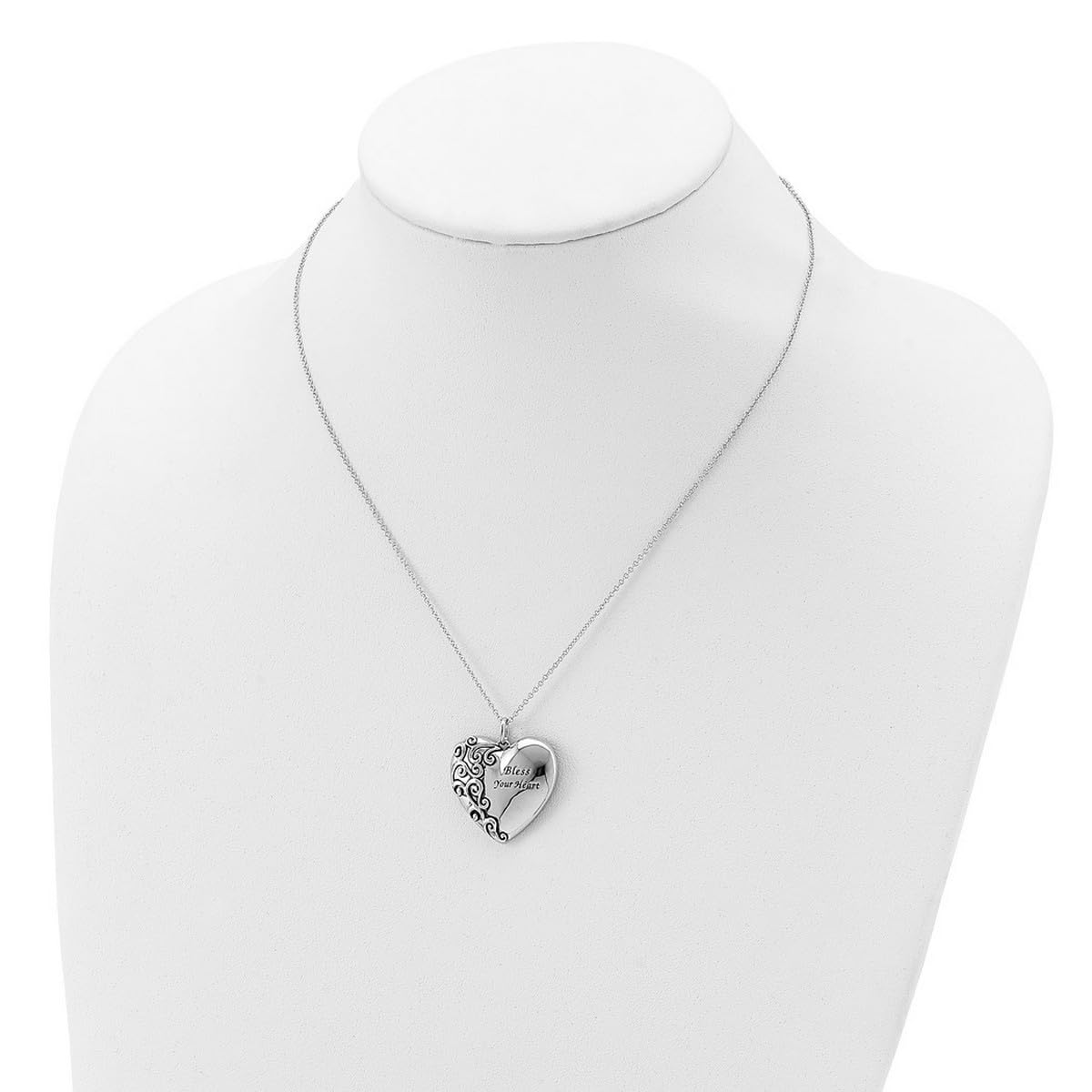 JewelryWeb 925 Sterling Silver Heart Pendant Necklace for Women - 18 Inch Oxidized Love Heart Charm with Spring Ring Clasp | Perfect for Valentine's Day, Anniversary Gifts & Everyday Elegance