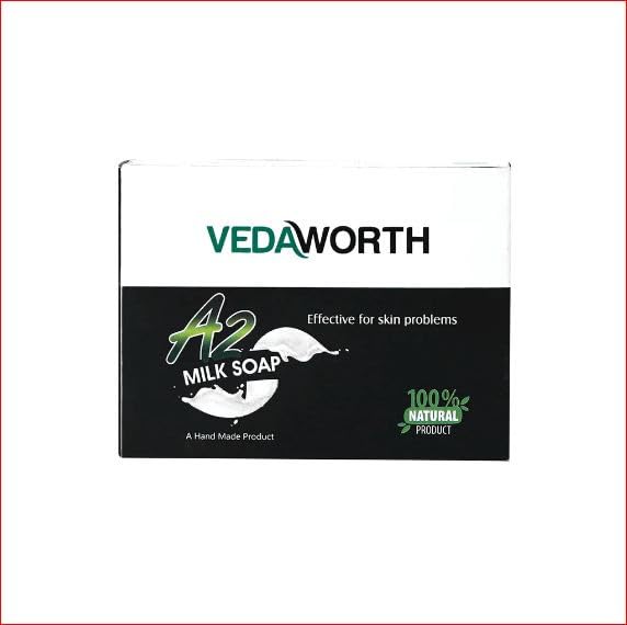 VEDAWORTH A2 Milk Soap for Face & Body - Natural Moisturizing Bar with Goat Milk for Dry, Sensitive Skin - Gentle Cleansing for Daily Skincare Routine