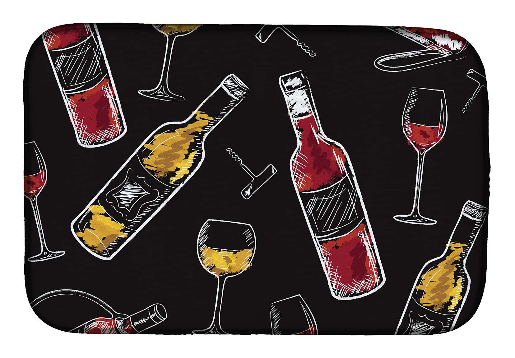 Absorbent Dish Drying Mat for Kitchen Counter - 14x21 Inch Wine Themed Non-Slip Dish Drainer Pad | Perfect for Countertops, Bar Decor & Wine Lover Gifts