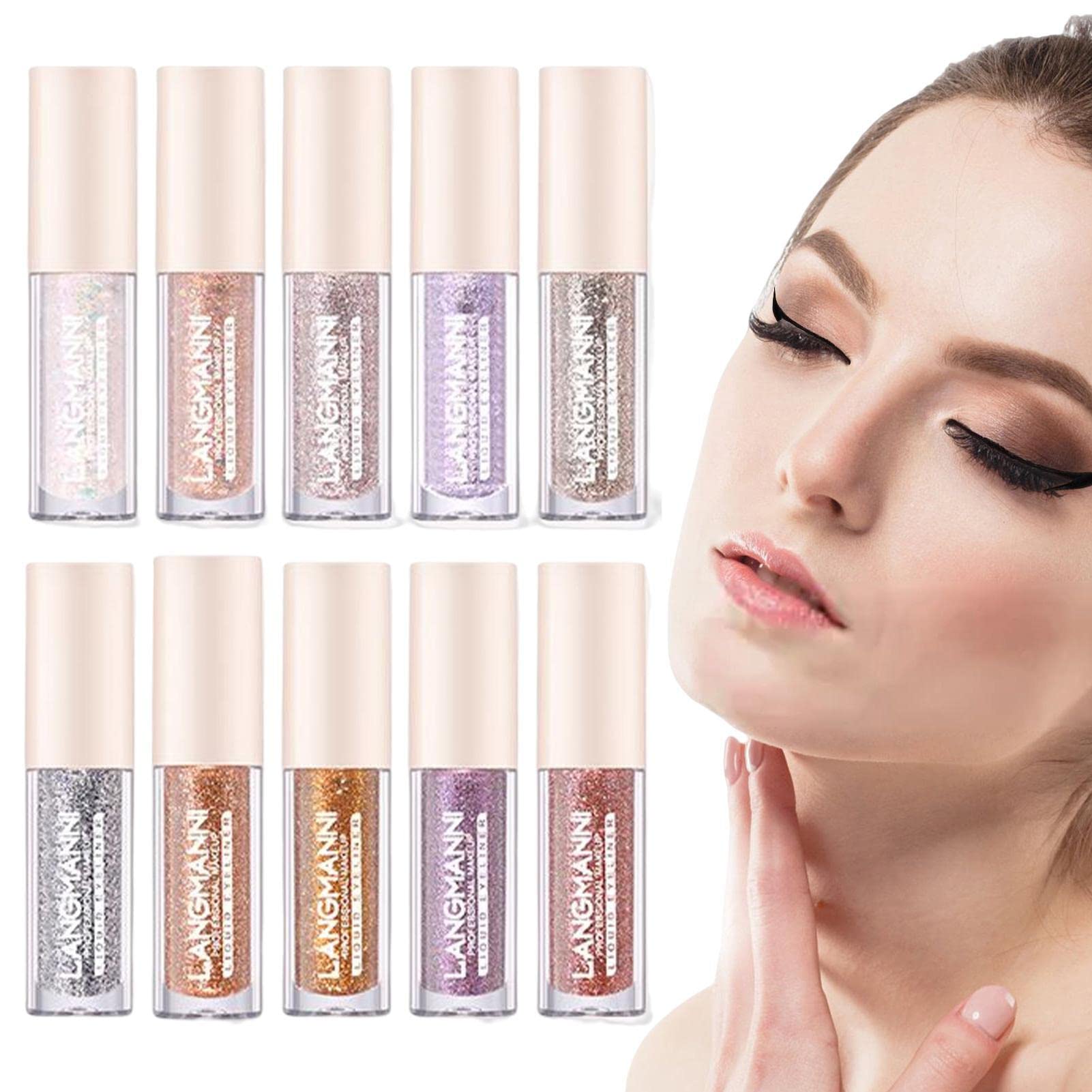 10 Colors Waterproof Liquid Eyeliner Set - Quick Drying Sparkly Eye Liner for Party, Festival & Night Out Makeup | Perfect for Halloween, Cosplay & Special Occasions