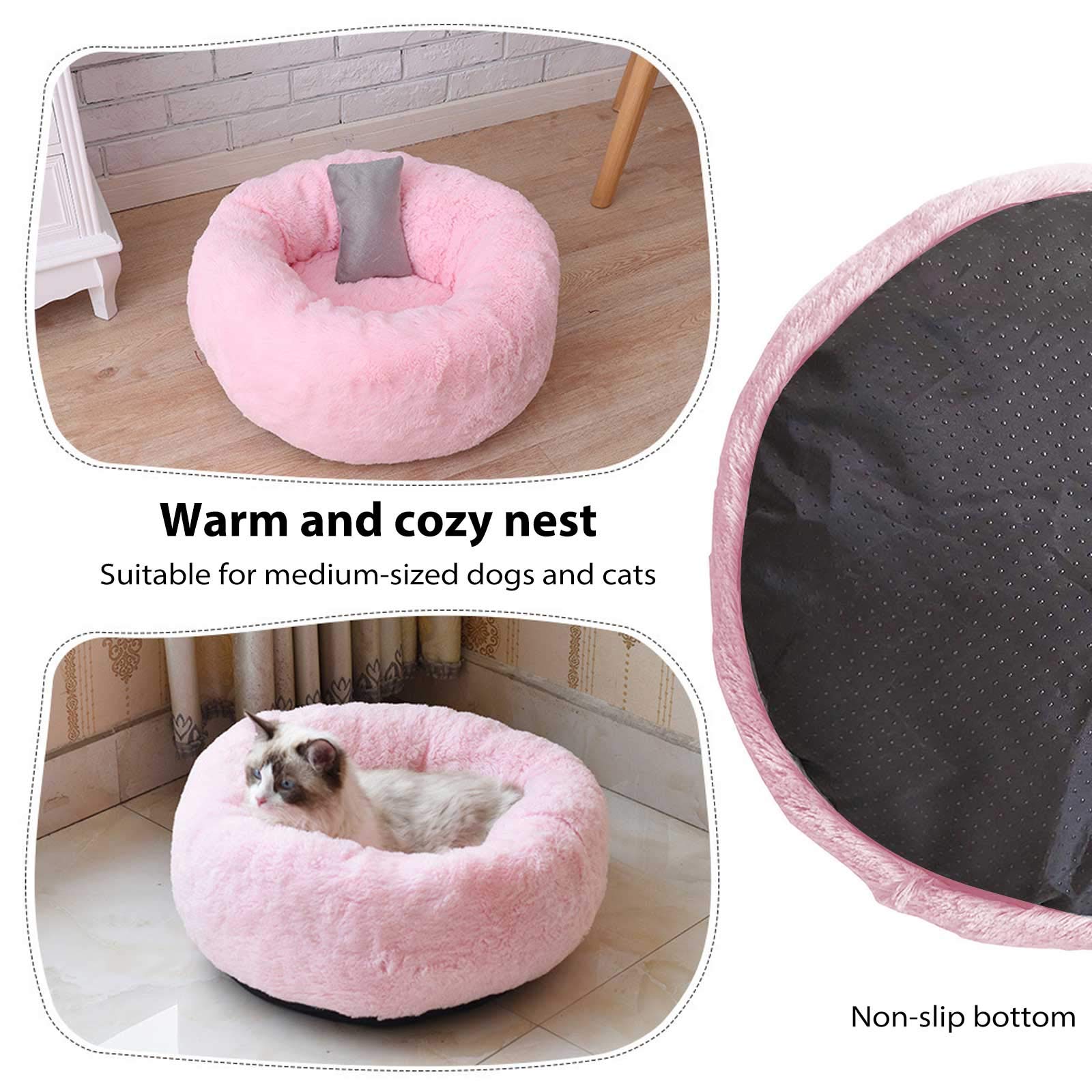 Washable Round Cat & Dog Bed for Cozy Pets - Home & Travel Use
