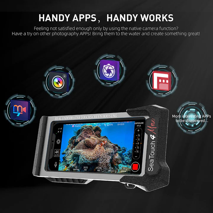 Divevolk SeaTouch 4 Max & 4 Max Plus Waterproof Touchscreen Underwater Housing for Scuba Diving, Snorkeling & Underwater Photography